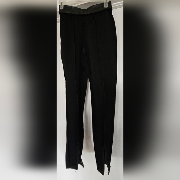 Black Faux Leather Pants with Ankle Slits.  Size Small - Picture 8 of 12